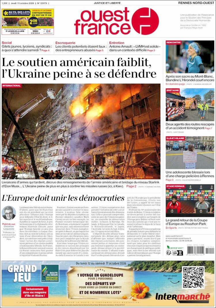 Portada de Ouest France (Francia)
