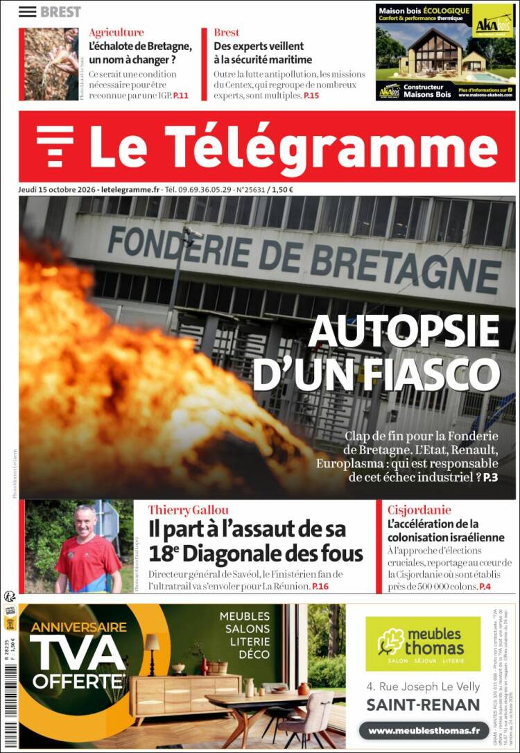 Portada de Télégramme (Francia)