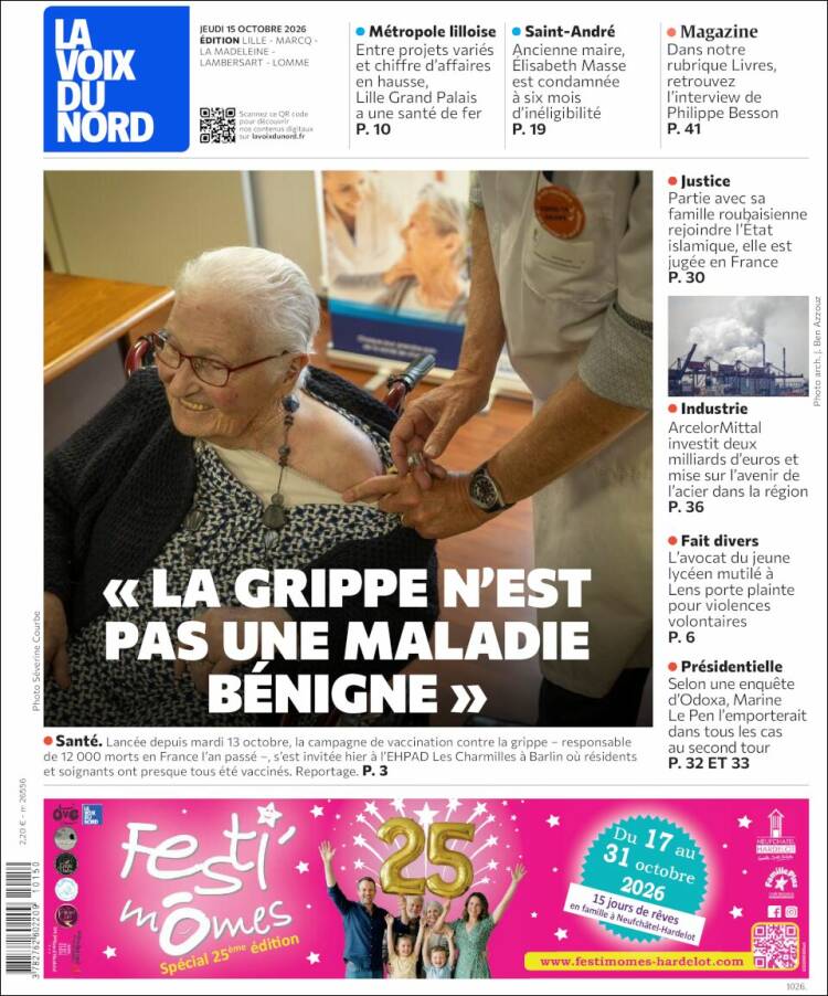Portada de La Voix du Nord (Francia)