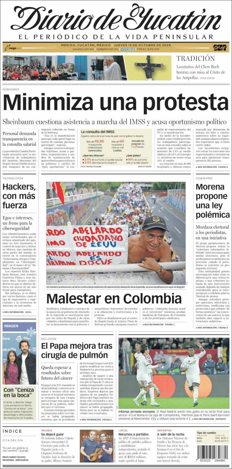 Portada de Diario de Yucatán (Mexico)