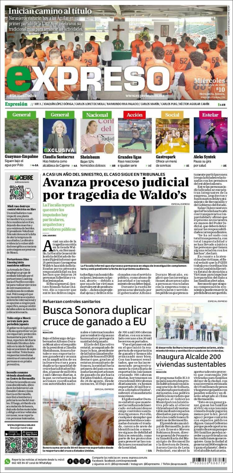 Portada de Expreso (M&eacute;xico)