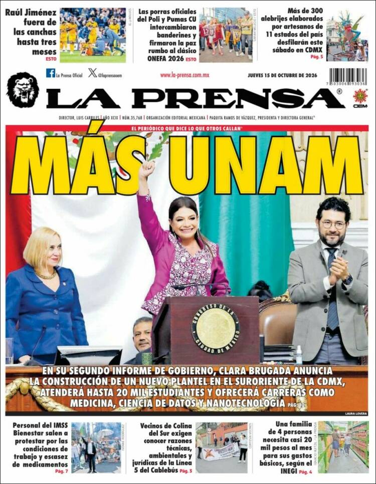 Portada de La Prensa (M&eacute;xico)