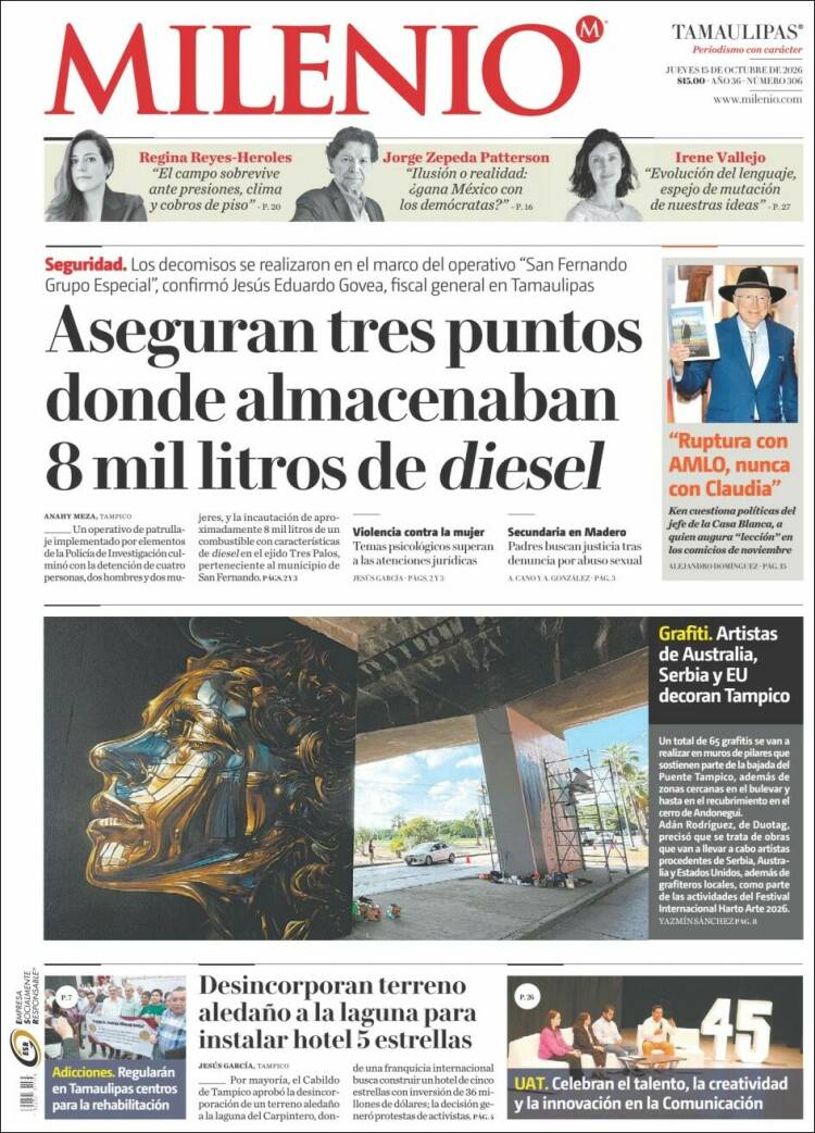 Portada de Milenio - Tamaulipas (M&eacute;xico)