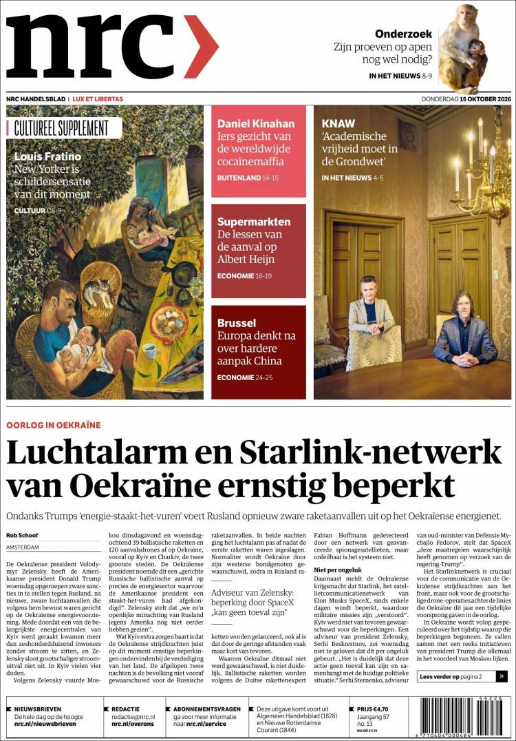 Portada de NRC Handelsblad (Pa&iacute;ses Bajos)