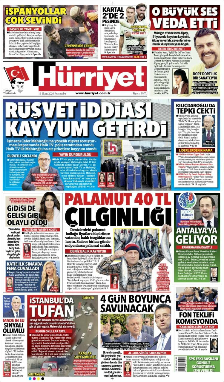 Portada de Hürriyet (Turqu&iacute;a)