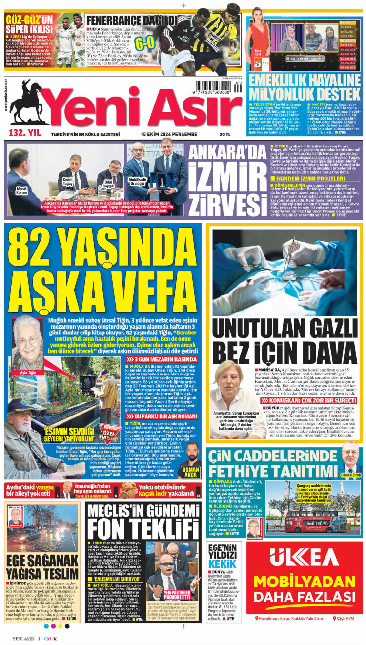 Portada de Yeni Asır (Turqu&iacute;a)