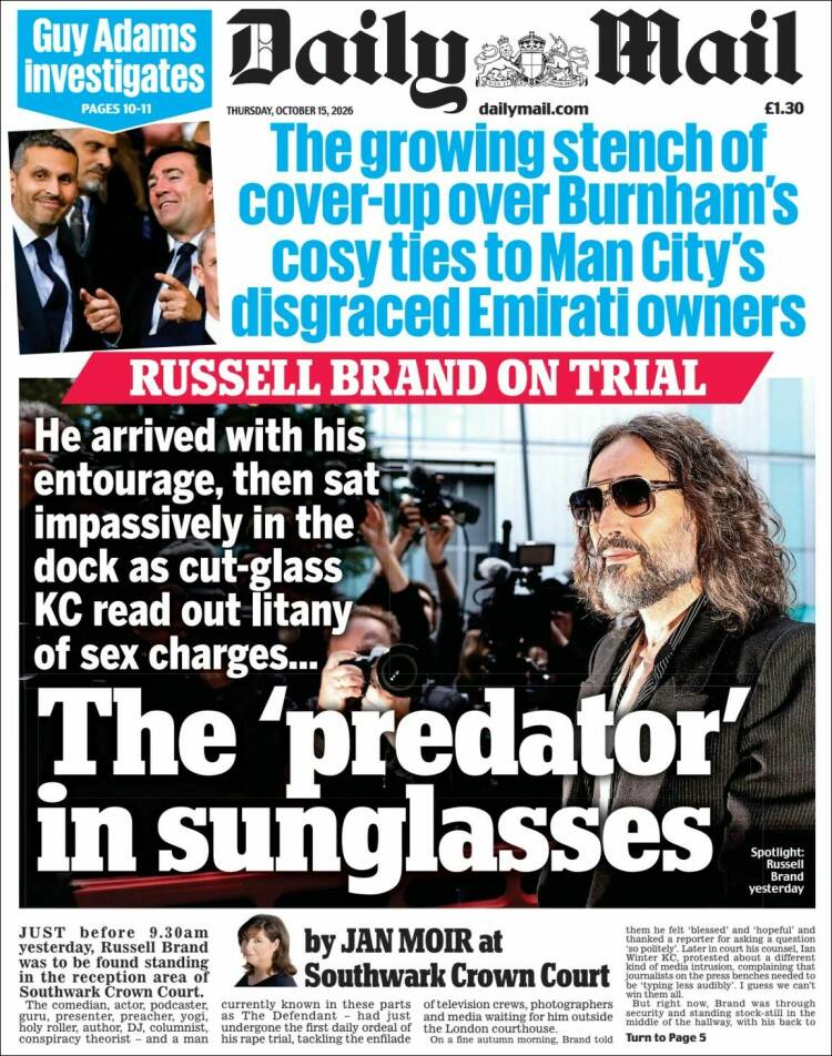 Portada de Daily Mail (Reino Unido)