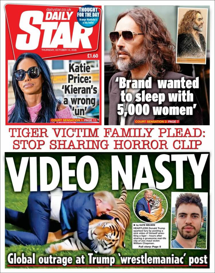 Portada de Daily Star (Reino Unido)