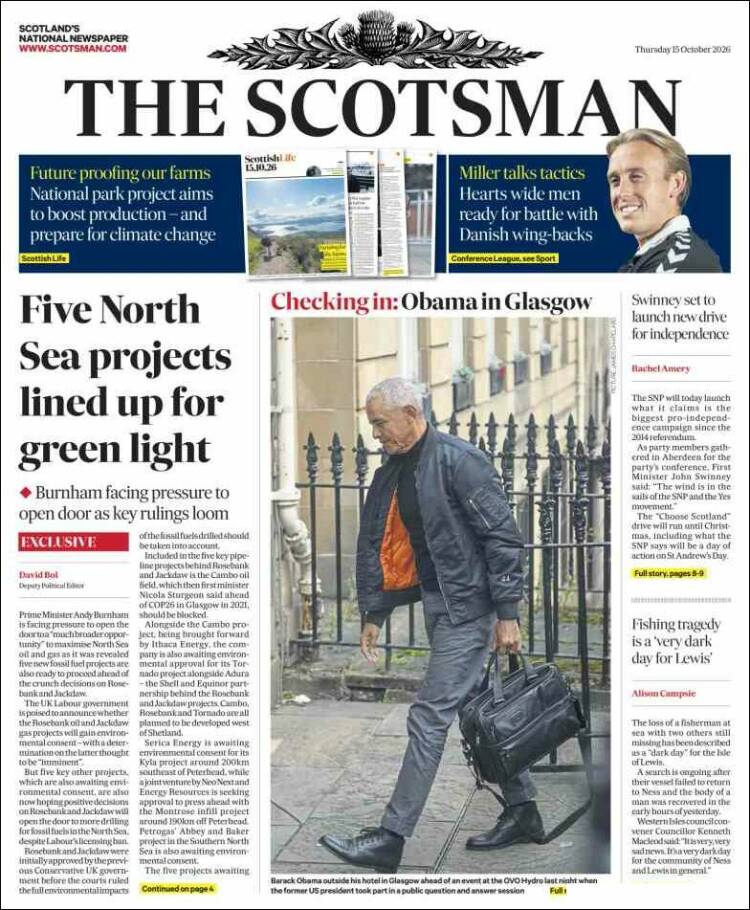 Portada de The Scotsman (Reino Unido)