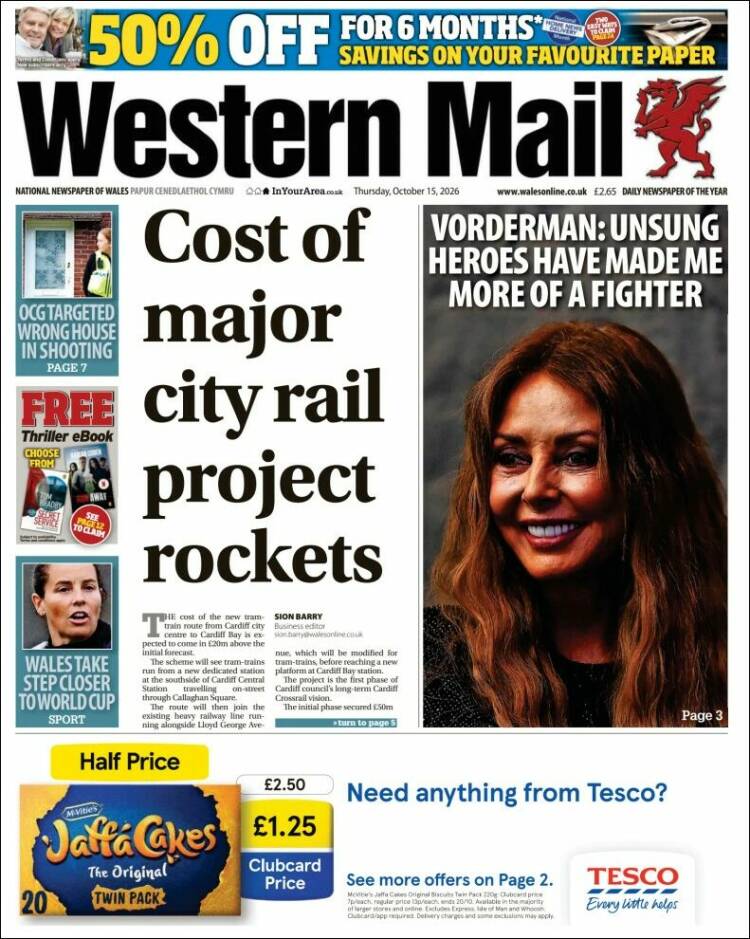 Portada de Western Mail (Reino Unido)