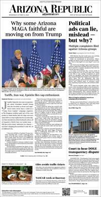 Portada de Arizona Republic News (USA)