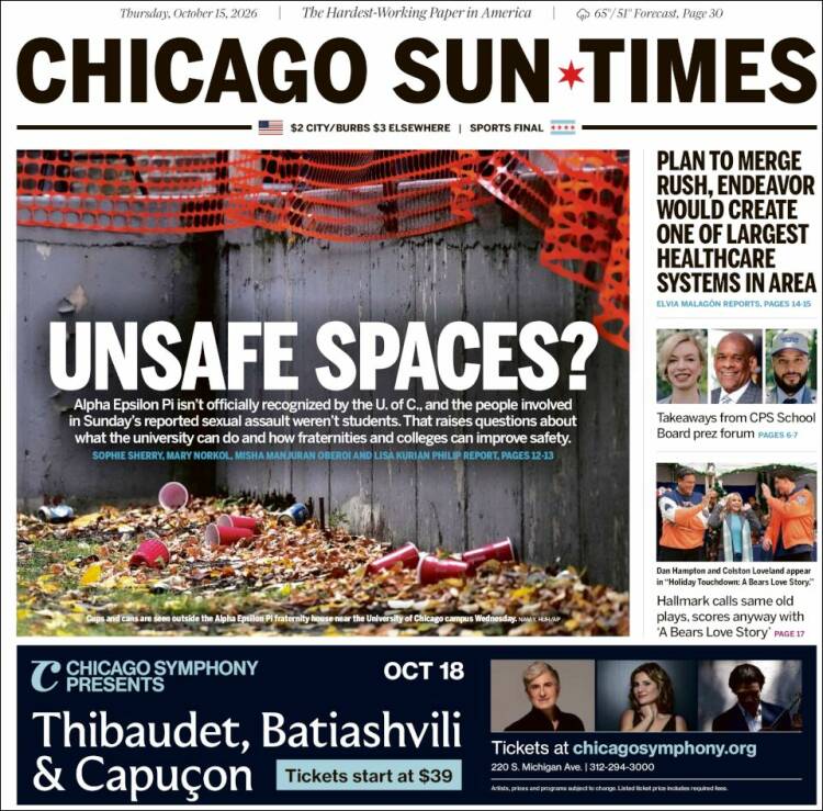 Portada de Chicago Sun-Times (USA)