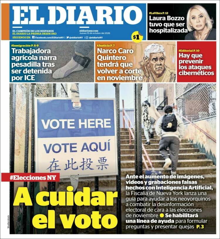 Portada de El Diario NY (USA)