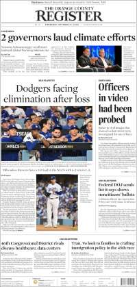 Portada de The Orange County Register (USA)