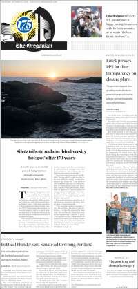 Portada de The Oregonian (USA)