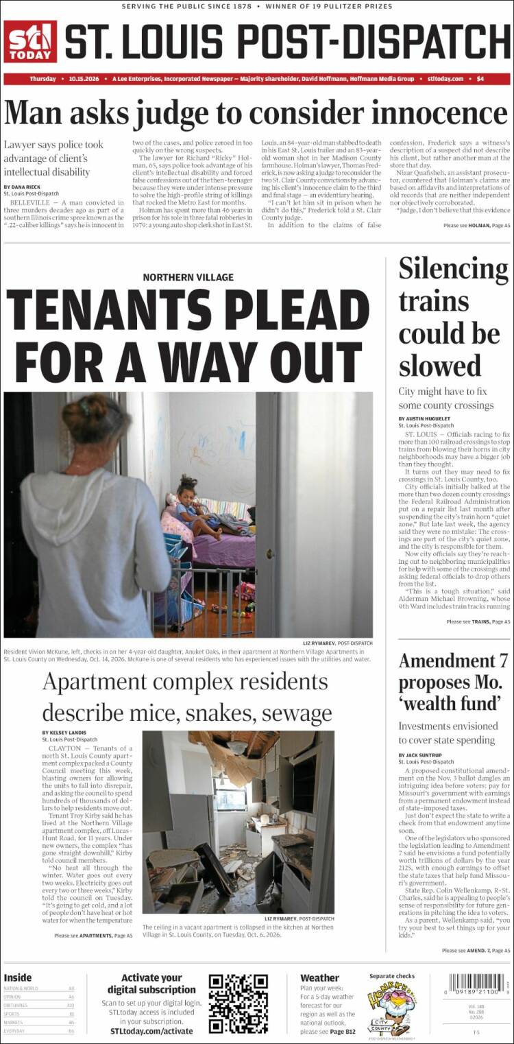 Portada de St. Louis Post-Dispatch (USA)