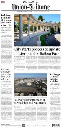 Portada de The San Diego Union-Tribune (USA)