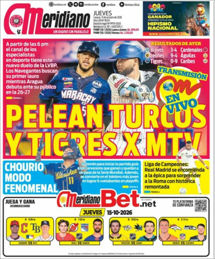 Portada de Meridiano (Venezuela)