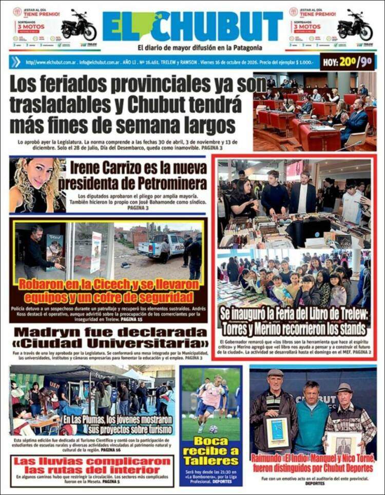 Portada de El Chubut (Argentina)
