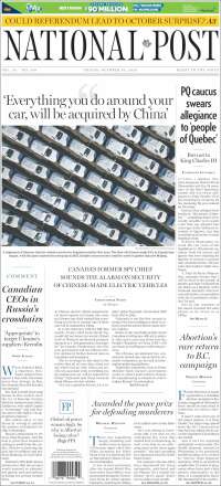 Portada de The National Post (Canad&aacute;)