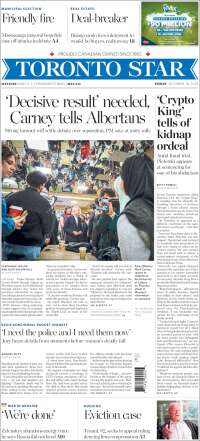 Portada de The Toronto Star (Canad&aacute;)