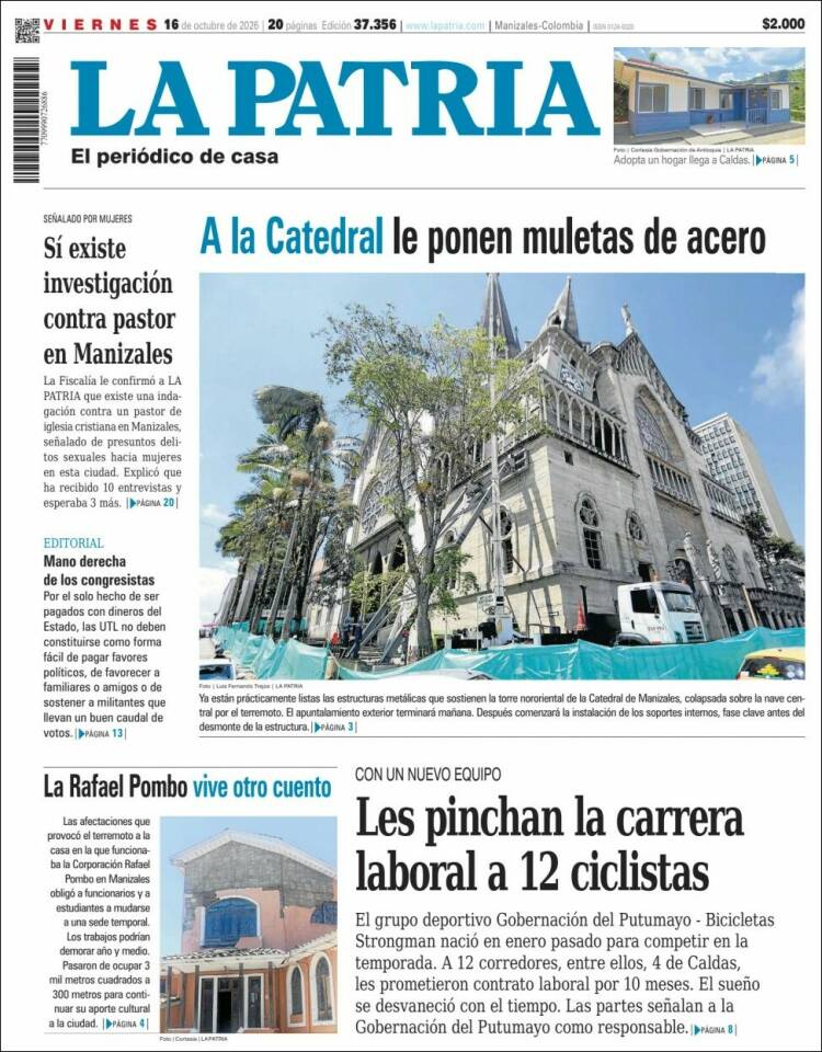 Portada de La Patria (Colombia)