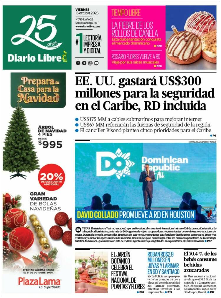 Portada de Diario Libre (R. Dominicana)