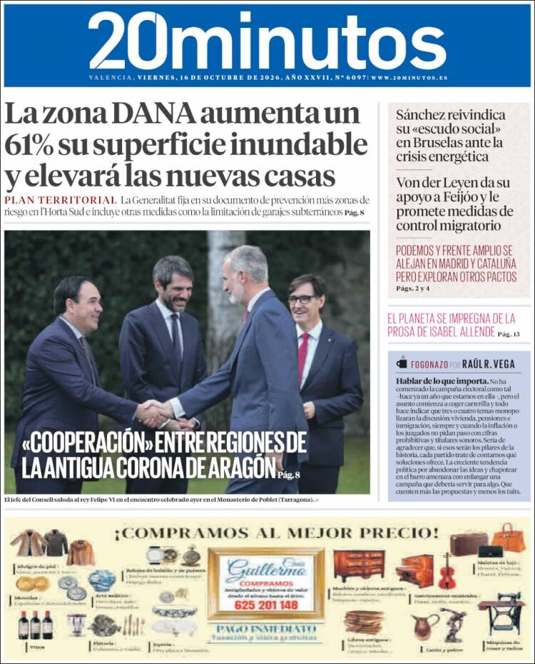 Portada de 20 Minutos - Valencia (Espa&ntilde;a)