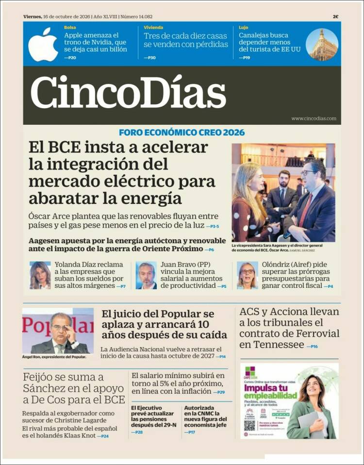 Portada de Cinco Días (Espa&ntilde;a)