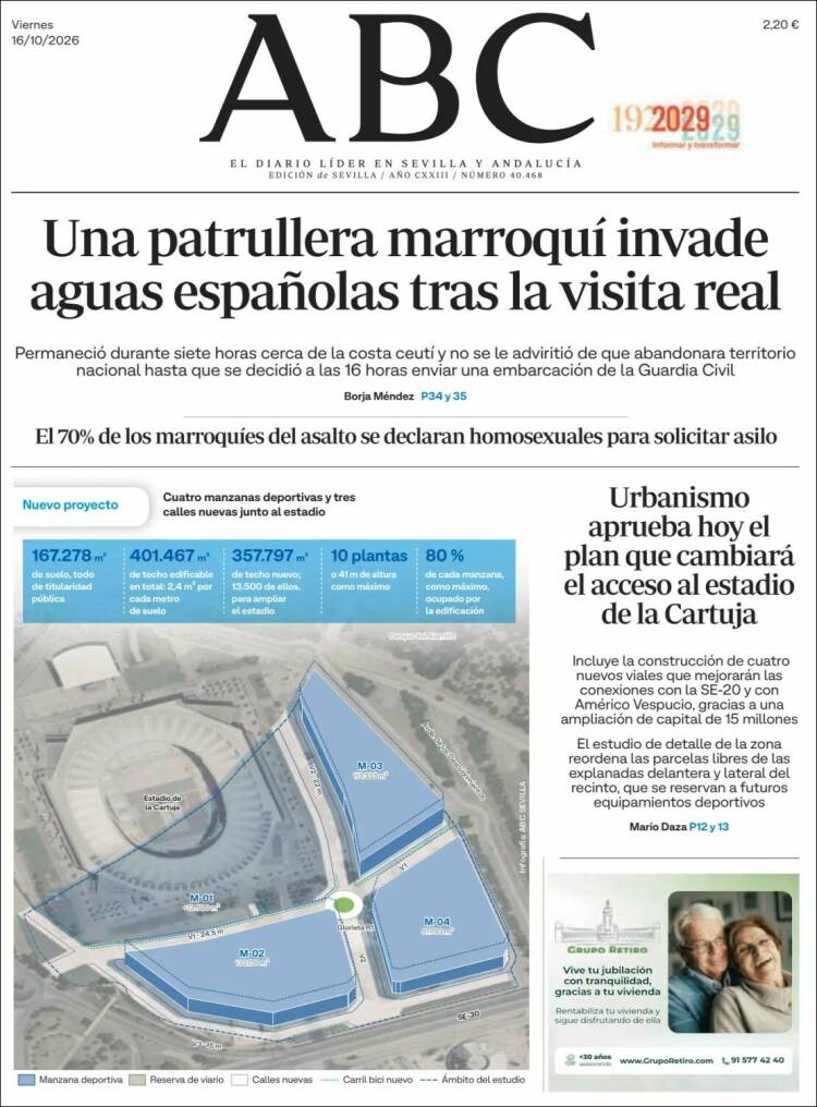 Portada de ABC - Sevilla (Espa&ntilde;a)