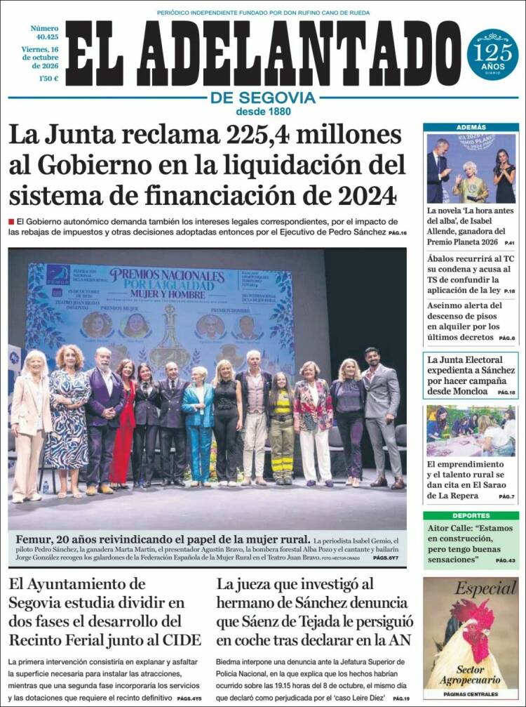 Portada de El Adelantado de Segovia (Espa&ntilde;a)