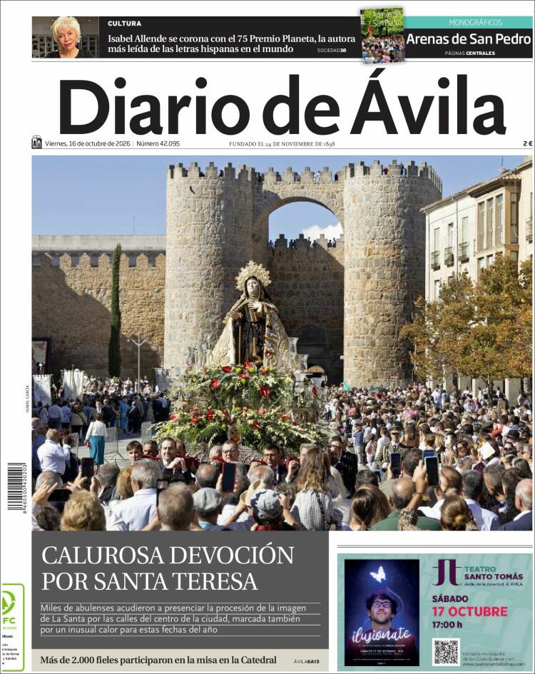 Portada de Diario de Ávila (Espa&ntilde;a)