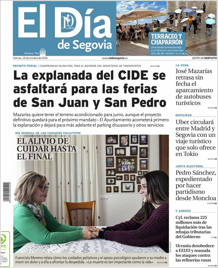 Portada de El Día de Segovia (Espa&ntilde;a)