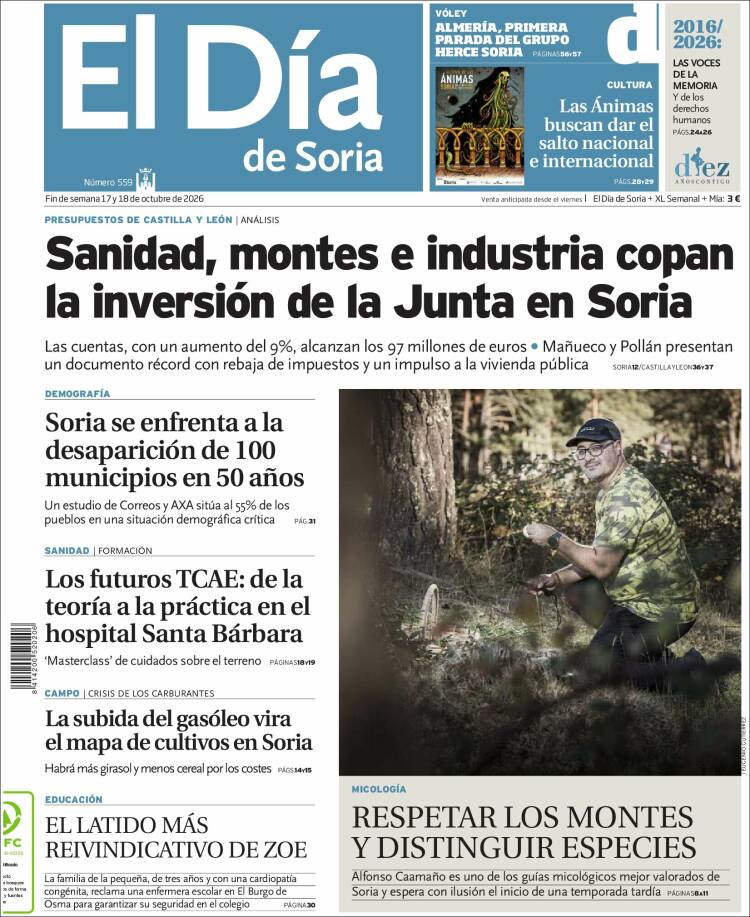 Portada de El Día de Soria (Espa&ntilde;a)