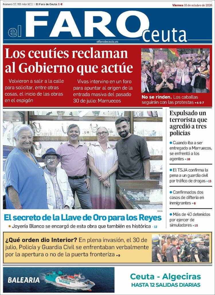 Portada de El Faro de Ceuta (Espa&ntilde;a)