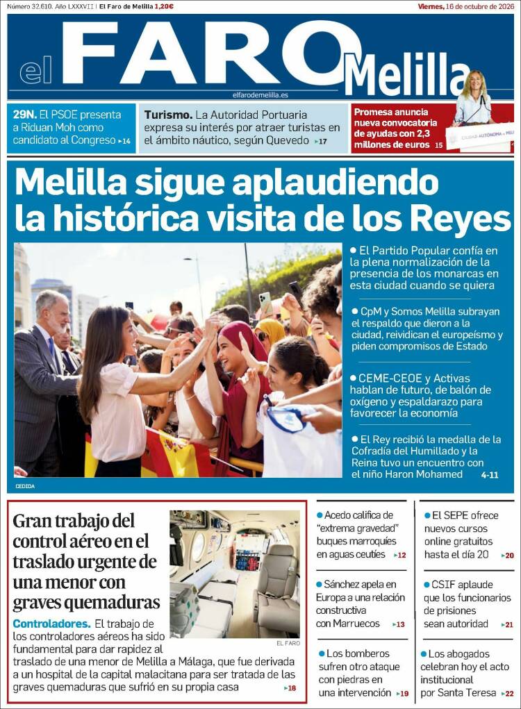 Portada de El Faro de Melilla (Espa&ntilde;a)