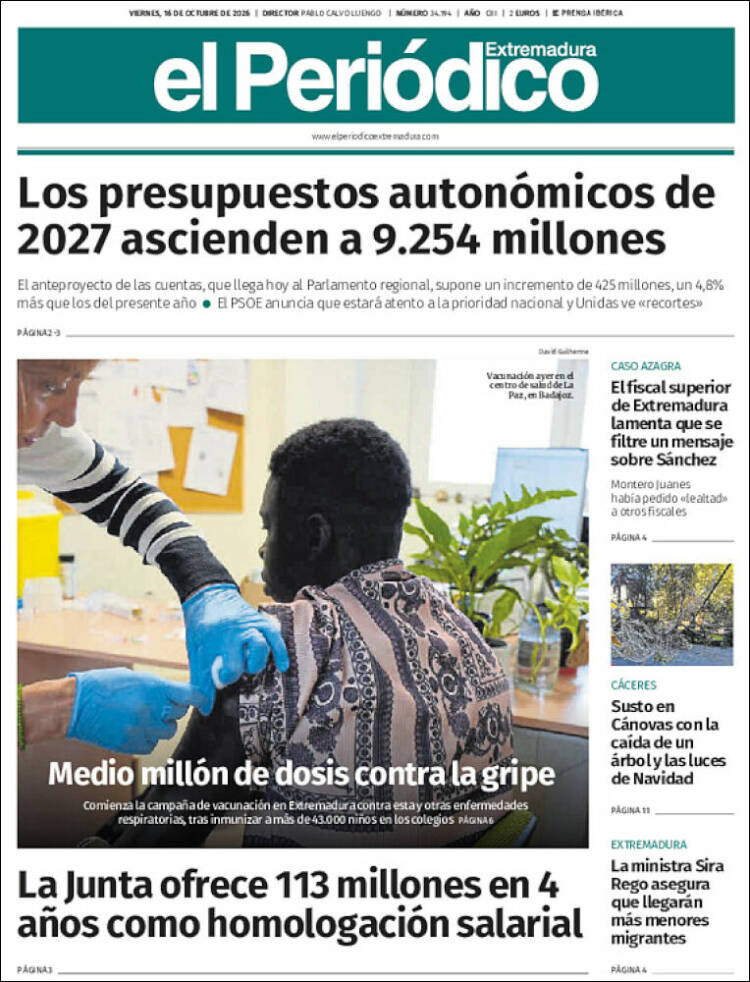 Portada de El Periódico de Extremadura (Espa&ntilde;a)