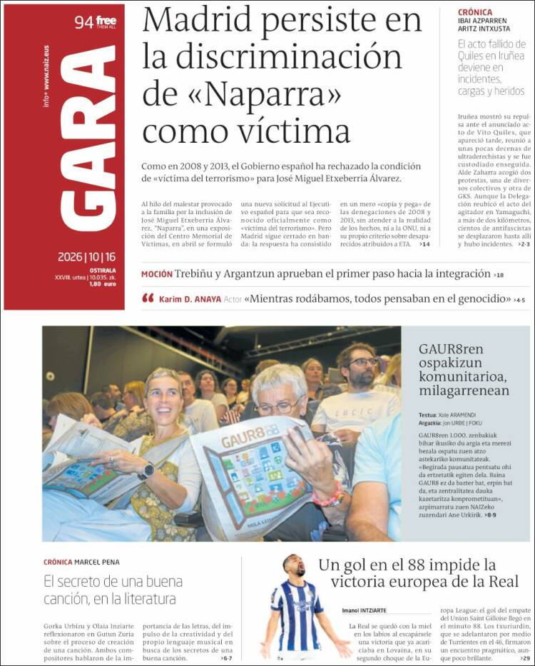 Portada de Gara (Espa&ntilde;a)