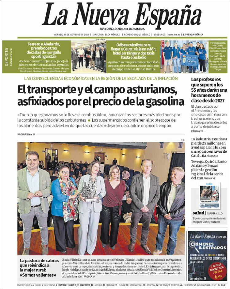 Portada de La Nueva España (Espa&ntilde;a)