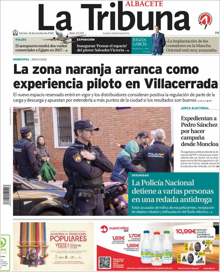 Portada de La Tribuna de Albacete (Espa&ntilde;a)
