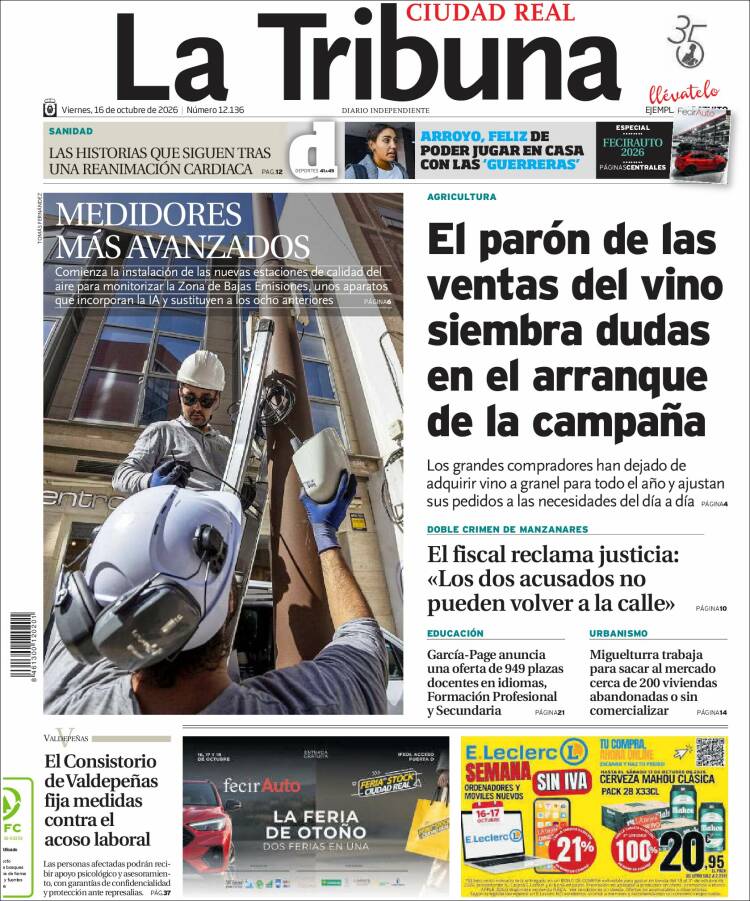 Portada de La Tribuna de Ciudad Real (Espa&ntilde;a)