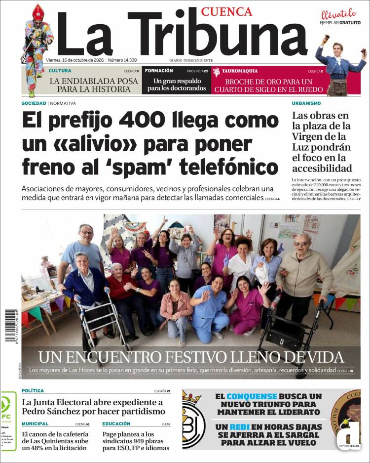 Portada de La Tribuna de Cuenca (Spain)