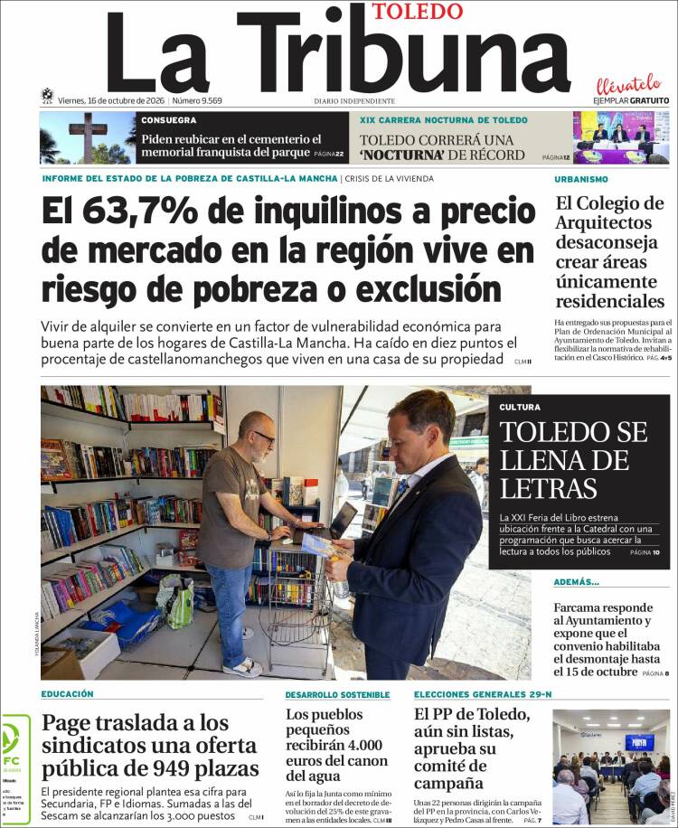 Portada de La Tribuna de Toledo (Espa&ntilde;a)