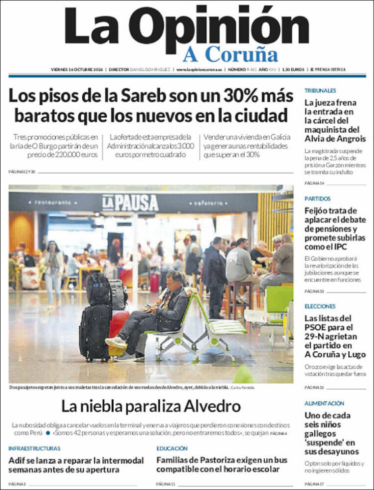 Portada de La Opinión de A Coruña (Espa&ntilde;a)