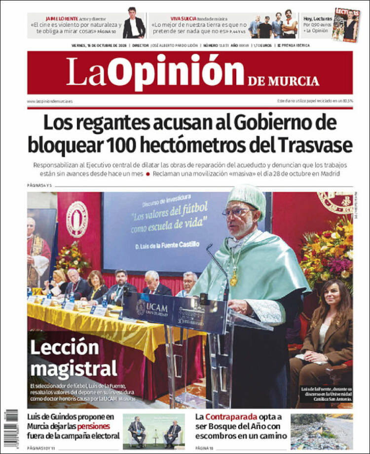 Portada de La Opinión de Murcia (Espa&ntilde;a)