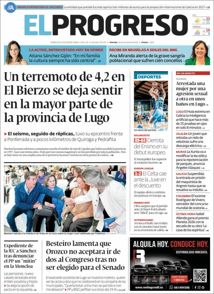 Portada de El Progreso (Espa&ntilde;a)