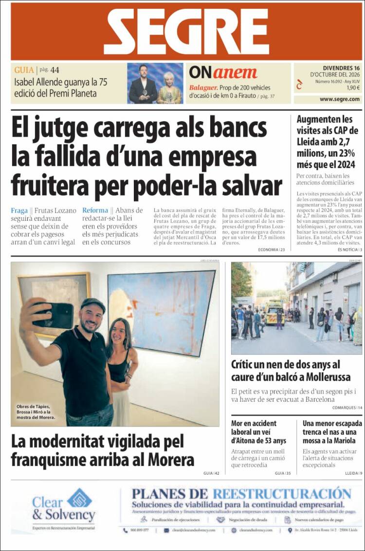 Portada de Segre (Espa&ntilde;a)