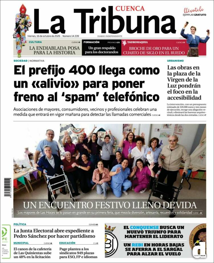 Portada de La Tribuna de Cuenca (Espa&ntilde;a)