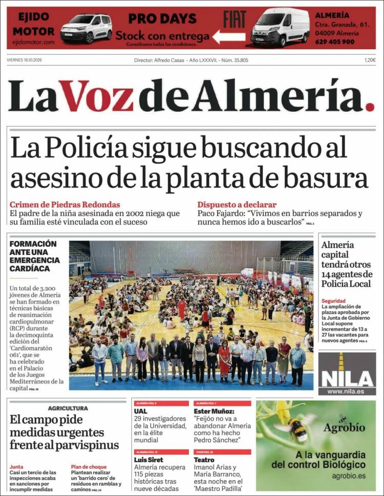Portada de La Voz de Almería (Espa&ntilde;a)