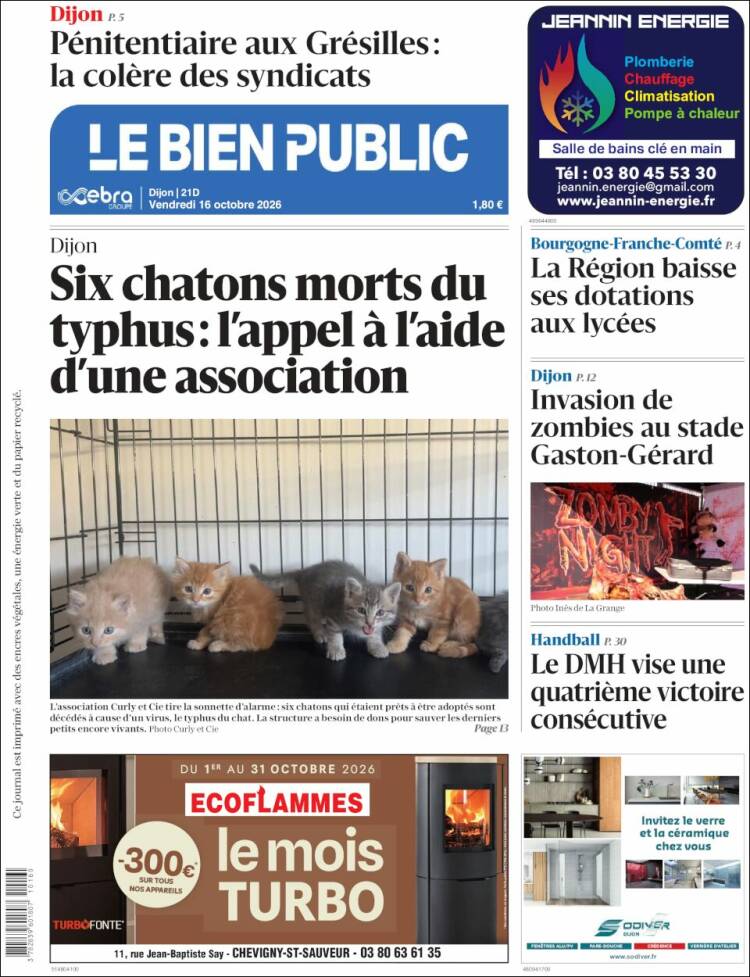 Portada de Le Bien Public (Francia)